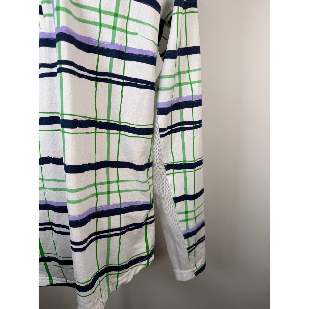 SanSoleil Womens M SolCool Plaid Quarter Zip Long Sleeve Golf Top UPF 50 Green - Picture 3 of 10